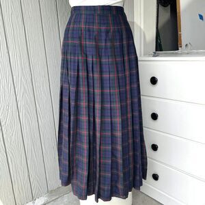 VTG 90s GAP Plaid Tartan Pleated Midi Skirt Rayon Grunge Academia Sz 8